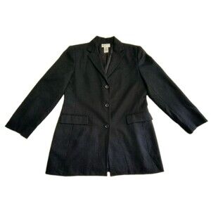 Parisian Signature 100 % Worsted Wool Blazer Black Vintage Coat Size 8